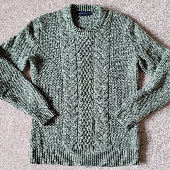 Gap Cable Knit Sweater Women’s Long Sleeve Heather Gray Lambswool Blend Size M - Picture 1 of 7